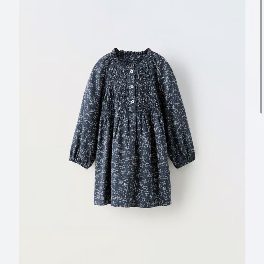 Zara Navy Blue Floral Kids Dress